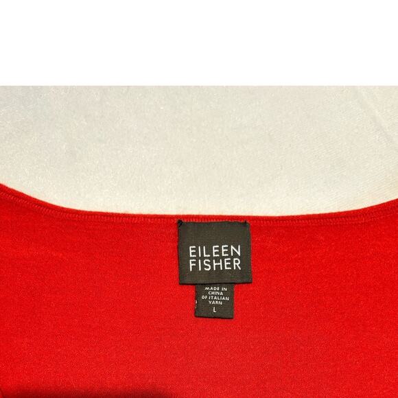 Women's Eileen Fisher Long Sleeve Scoop Neck Red Sweater, Size Large, EUC - Picture 3 of 4